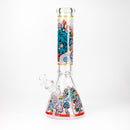14" Mushroom Skull Design 7mm Thick Heavy Duty Glass Beaker Bong - Glow in the Dark Glass Bong 777 Smoke Design1