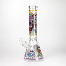 14" Mushroom Skull Design 7mm Thick Heavy Duty Glass Beaker Bong - Glow in the Dark Glass Bong 777 Smoke Design3