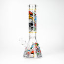 14" Mushroom Skull Design 7mm Thick Heavy Duty Glass Beaker Bong - Glow in the Dark Glass Bong 777 Smoke Design4