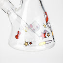 14" Wild Kitty Design 7mm Thick Heavy Duty Glass Beaker Bong - Glow in the Dark Glass Bong 777 Smoke