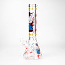 14" Wild Kitty Design 7mm Thick Heavy Duty Glass Beaker Bong - Glow in the Dark Glass Bong 777 Smoke Design3