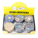 2.5" Mystical Cosmic Art Design Metal Grinder 4 Layers - Box of 6 Display Pack 777 Smoke