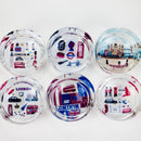 O Premium Glass London Design Ashtray Box of 6