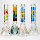 O 14" Carton Design 7mm Thick Heavy Duty Glass Beaker Bong – Glow in the Dark