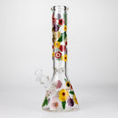 O 14" Flower and Butterfly Design 7mm Thick Heavy Duty Glass Beaker Bong