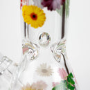 O 14" Flower and Butterfly Design 7mm Thick Heavy Duty Glass Beaker Bong