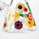 O 14" Flower and Butterfly Design 7mm Thick Heavy Duty Glass Beaker Bong