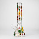 O 14" Flower and Butterfly Design 7mm Thick Heavy Duty Glass Beaker Bong