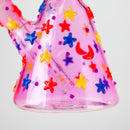 O 10" 3D Moon Star Design Glass Beaker Bong – Glow in the Dark