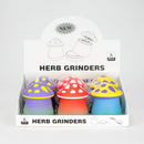 2.2" 4-Layer Mushroom Shaped Metal Herb Grinder — Box of 6 Display Pack 777 Smoke
