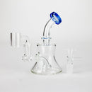 6" 2-in-1 Color Accented Mini Rig with Perc, Banger & Bowl Included Glass Rig 777 Smoke Blue