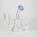 6" 2-in-1 Color Accented Mini Rig with Perc, Banger & Bowl Included Glass Rig 777 Smoke Milk Green