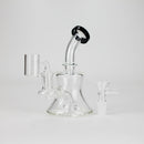 6" 2-in-1 Color Accented Mini Rig with Perc, Banger & Bowl Included Glass Rig 777 Smoke Black