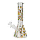 O 10" Trippy Mushroom Glass Beaker Bong Assorted Designs