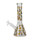 O 10" Trippy Mushroom Glass Beaker Bong Assorted Designs