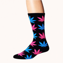 Leaf Print Crew Socks – 12 Pair Pack (6 Assorted Colors) Unisex Long Socks Footwear Super Supplys Inc