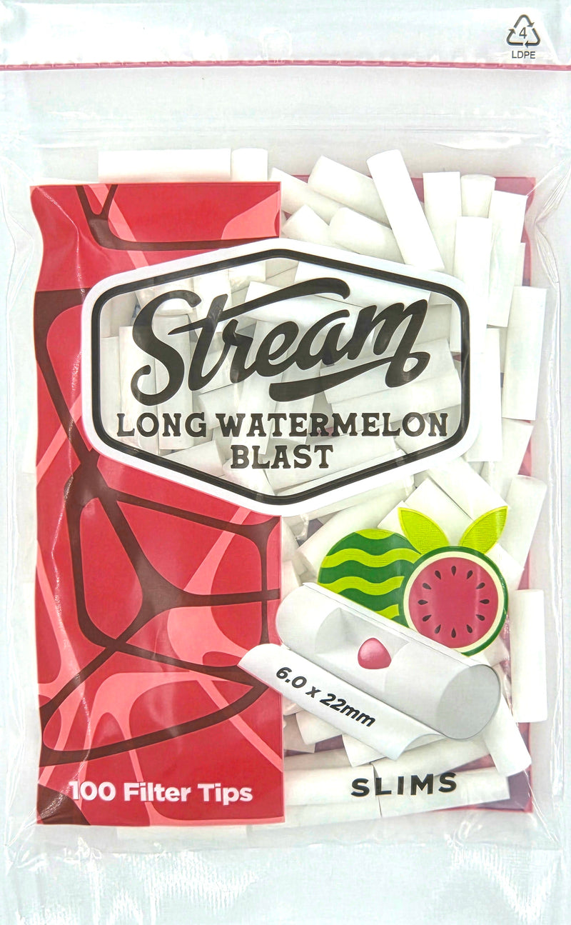 O STREAM | Slims Long Watermelon Blast RYO Filters Display Carton - 10