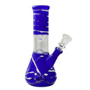 8” Color Spiral Beaker Bong – Built-In Perc Glass Bong Super Supplys Inc Navy Blue