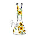 10" Glow-in-the-Dark Floral Beaker Bong Glass Bong Super Supplys Inc Sunflower