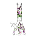 10" Glow-in-the-Dark Floral Beaker Bong Glass Bong Super Supplys Inc Lavander