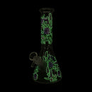 10" Glow-in-the-Dark Floral Beaker Bong Glass Bong Super Supplys Inc