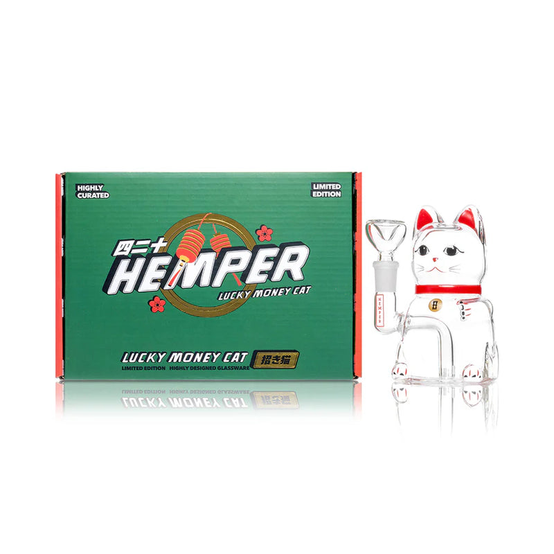 SC Hemper 5" Lucky Money Cat Glass Water Pipe