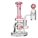 SC 8" Red Eye Glass Pink Slyme Donut Concentrate Rig with Perc and carb cap