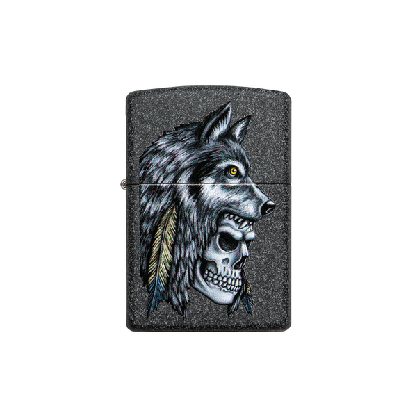 O Zippo 29863 Wolf Skull Feather Design