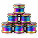 59mm 4-Piece Rainbow Diamond-Cut Zinc Alloy Grinder – 6-Piece Display Display Pack Super Supplys Inc