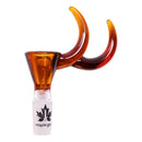 Maple Glass | Double Dizzy Horn Bowl 14mm Bowl · Popper Maple Craft Inc Amber