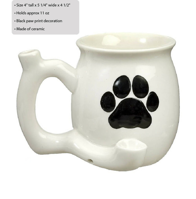 O dog paw mug - white with black paw