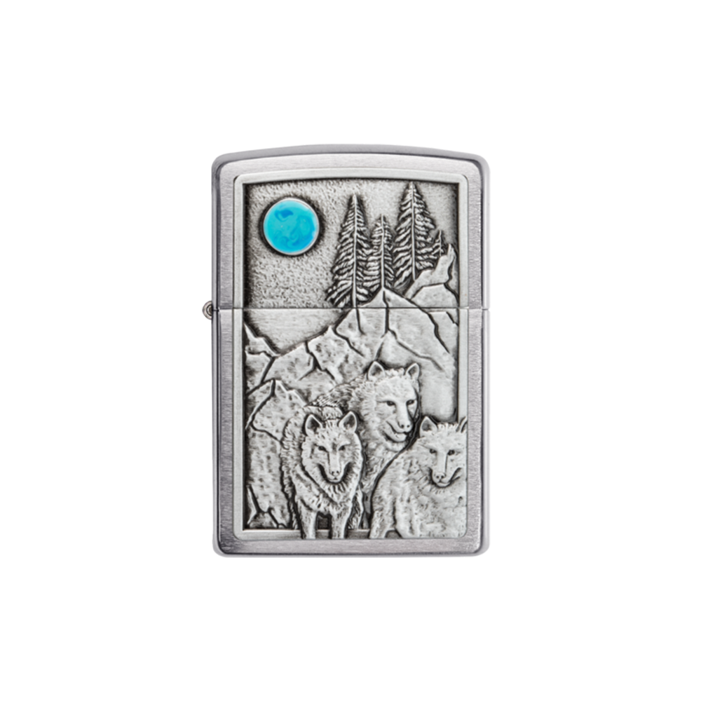 O Zippo 49295 Wolf Pack and Moon Emblem Design