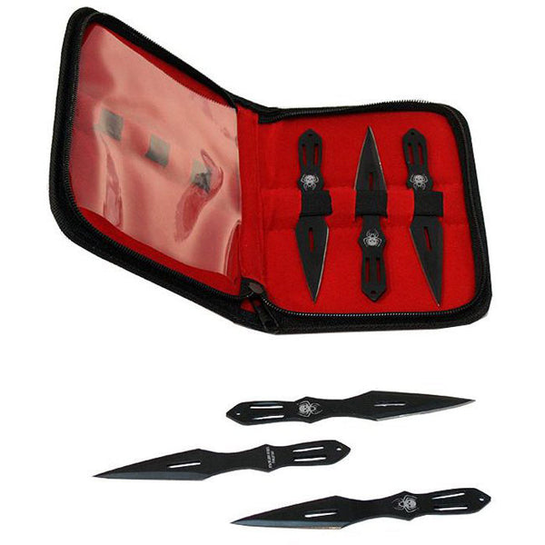 O 5.5″ Black Throwing Knives With Carrying Case Set Of 6 [5730]