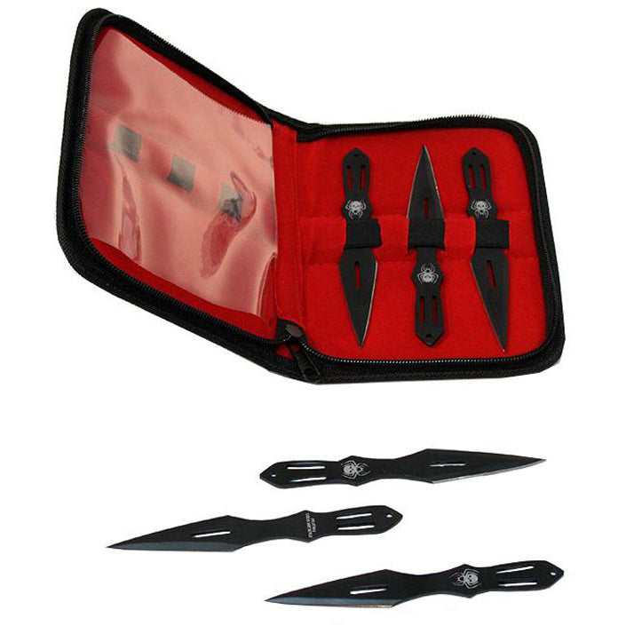 O 5.5″ Black Throwing Knives With Carrying Case Set Of 6 [5730]