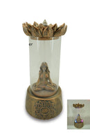 Zenn | Backflow Incense Burner Incense Holder SunGlow Meditation Pose Seven Chakra Led in Glass Stand