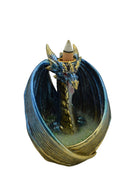 Zenn | Backflow Incense Burner Incense Holder SunGlow Dragon With Led Blue & Golden Dusted