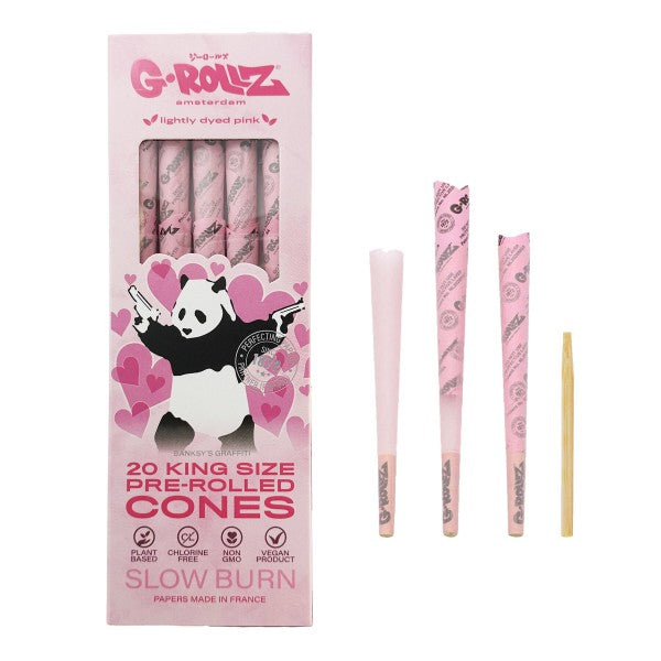 G-Rollz Banksy's Graffiti - Lightly Dyed Pink King Size Cones - 20ct