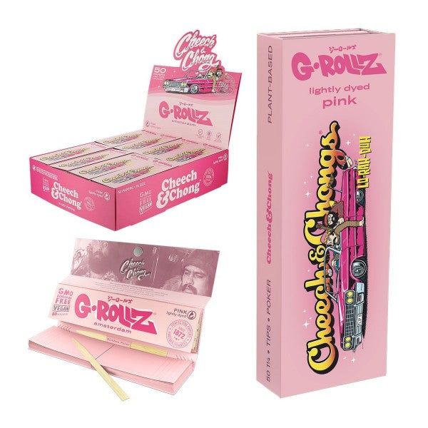 G-Rollz Cheech & Chong 'Lowrider' Pink 1 1/4 Papers + Tips - 24ct