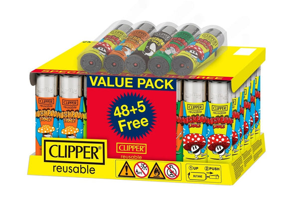 Clipper Mushroom Dance Lighters- 48ct (+5 Free)