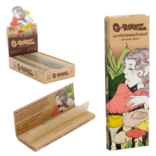 G-Rollz 'Mushroom' Unbleached Extra Thin 11/4 Rolling Papers - 25ct