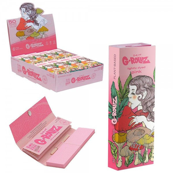 G-Rollz Collector 'Mushroom Lady' Pink 11/4 Rolling Papers + Tips - 24ct