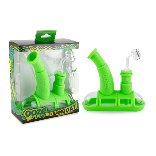Ooze Steamboat Silicone Glass Water Pipe and Dab - Green