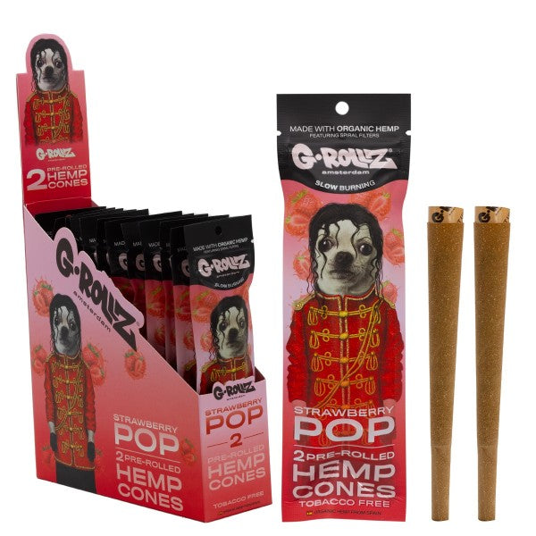G-Rollz 2x Strawberry Flavored Pre-Rolled Hemp Cones - 12ct