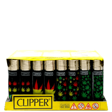 Clipper Rasta Leaves Series Lighters - 48ct