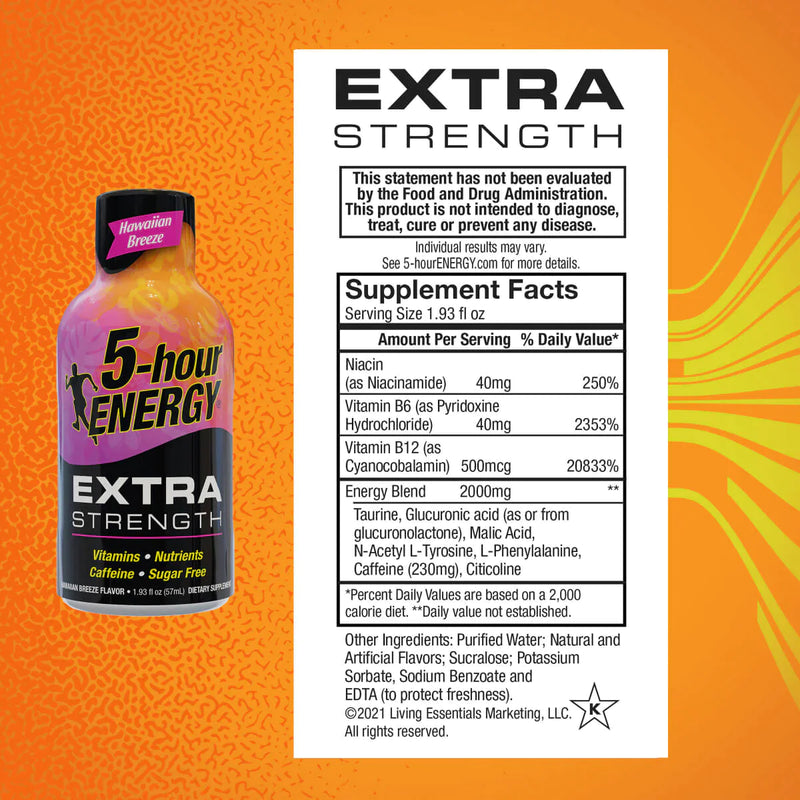 O Hawaiian Breeze Flavor Extra Strength 5-hour ENERGY Drink