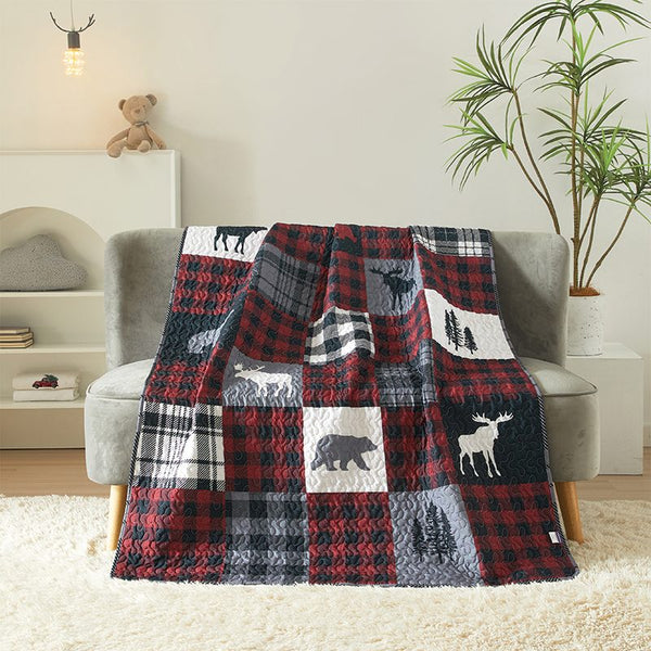 Lodge Collection Bear Design Reversible Throw Quilt [6100] Blanket Canadian Distributor Bear Mountain
