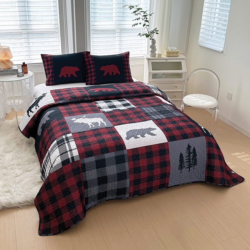 O Lodge Collection 3pcs King size reversible quilt bed set [6120]
