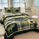 Lodge Collection 3pcs Queen size reversible quilt bed set [6110] Blanket Canadian Distributor Wild Retreat Green