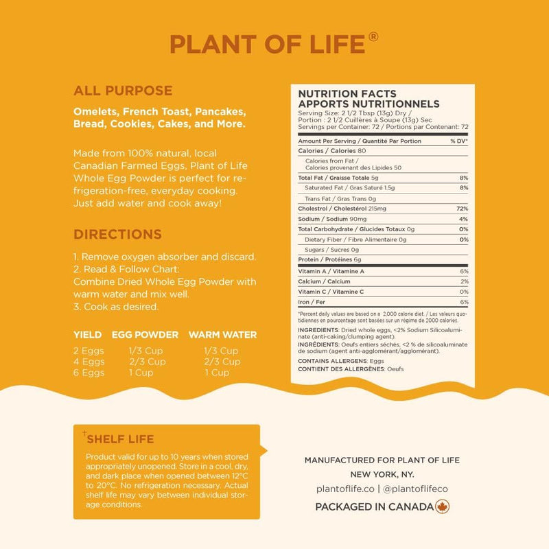 O Plant of Life | Whole Egg Powder 2 lbs