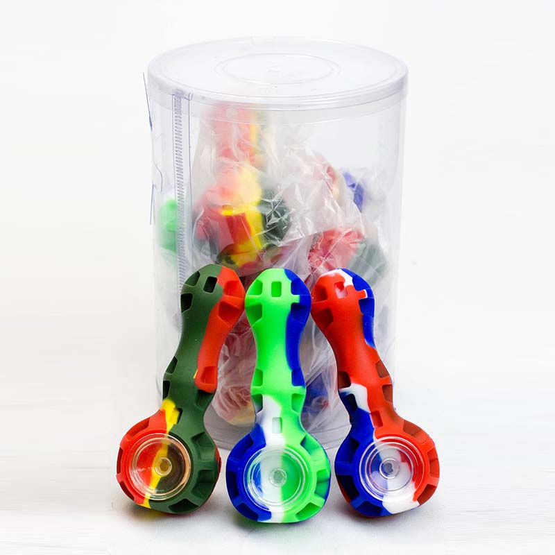 O HIT | Silicone hand pipe with glass bowl 10 pcs buldle